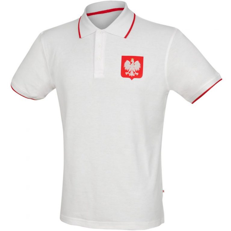 Polska - biała męska koszulka polo