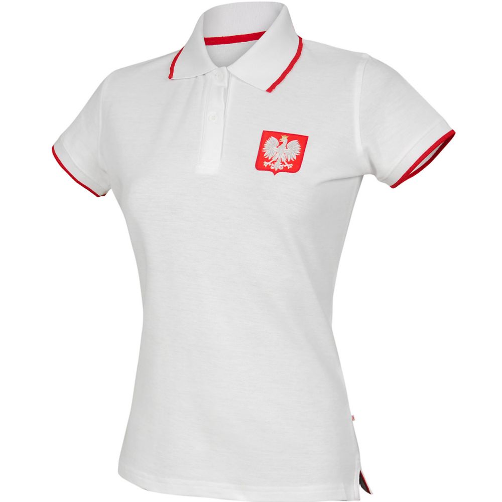 Koszulka polo Polska biała damska