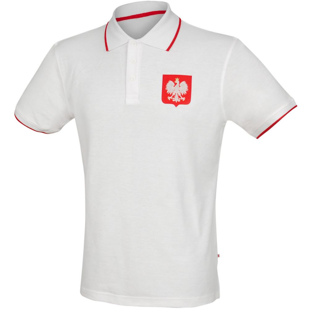 Polska - biała męska koszulka polo